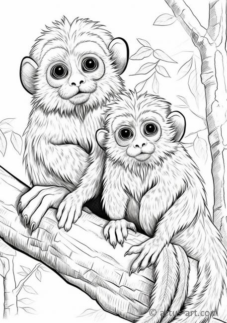 Página para colorear de marmosets para niños